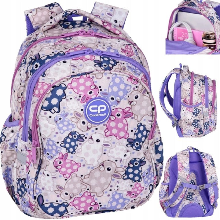 SCHOOL BACKPACK FOR GIRLS CLASS 1-3 YOUTH BUNNIES | COOLPACK Manufacturer code 5908809106006