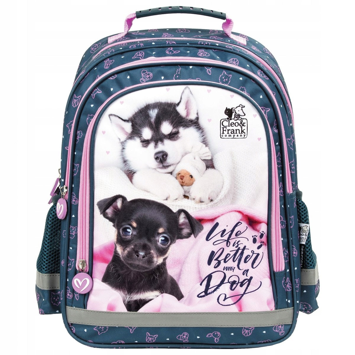 SCHOOL BACKPACK FOR GIRLS CLEO AND FRANK DOGS Packaging status original