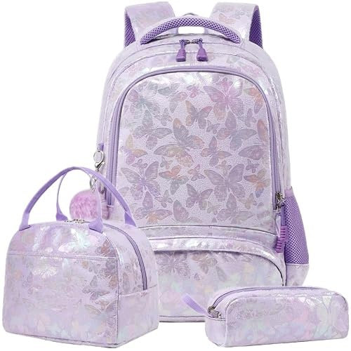 SCHOOL BACKPACK FOR GIRLS CORDUROY BUTTERFLIES WATERPROOF ERGONOMIC Brand no brand