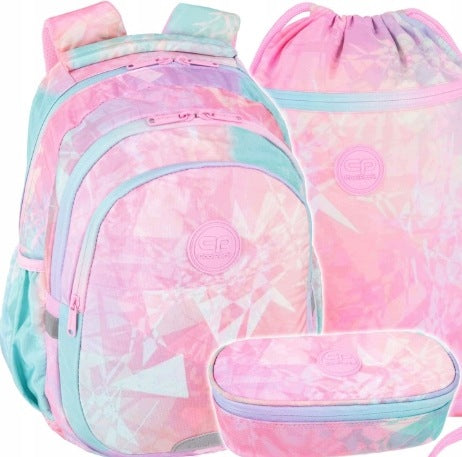 SCHOOL BACKPACK FOR GIRLS CP CLASS 1-3 OMBRE PENCIL CASE BAG SET LARGE
