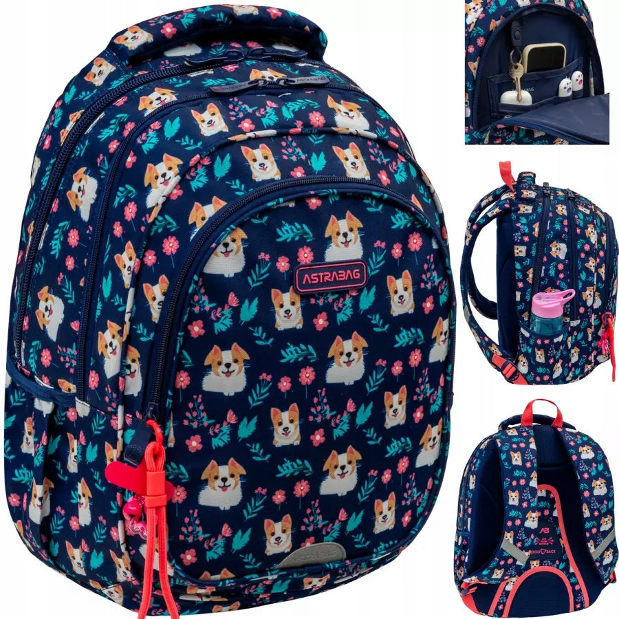 SCHOOL BACKPACK FOR GIRLS DOG WITH DOG CORGI
