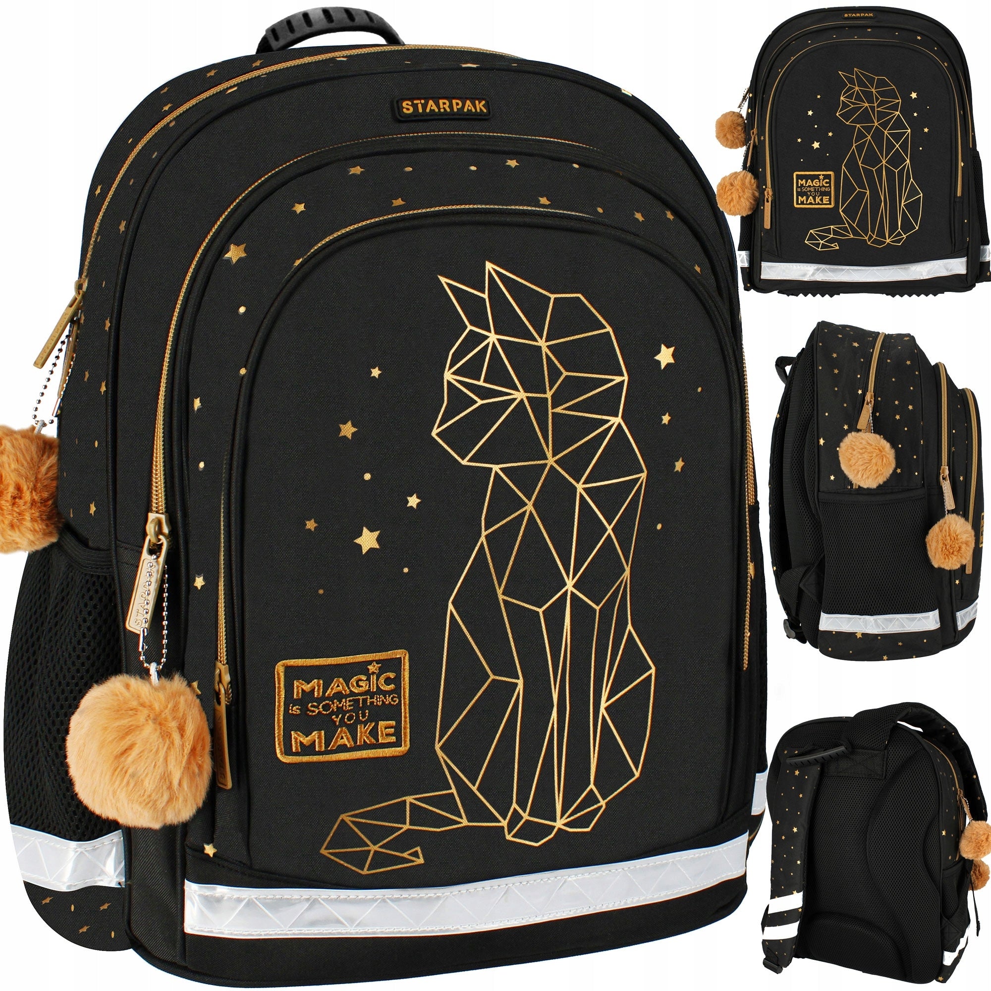 SCHOOL BACKPACK FOR GIRLS GOLDEN KITTEN