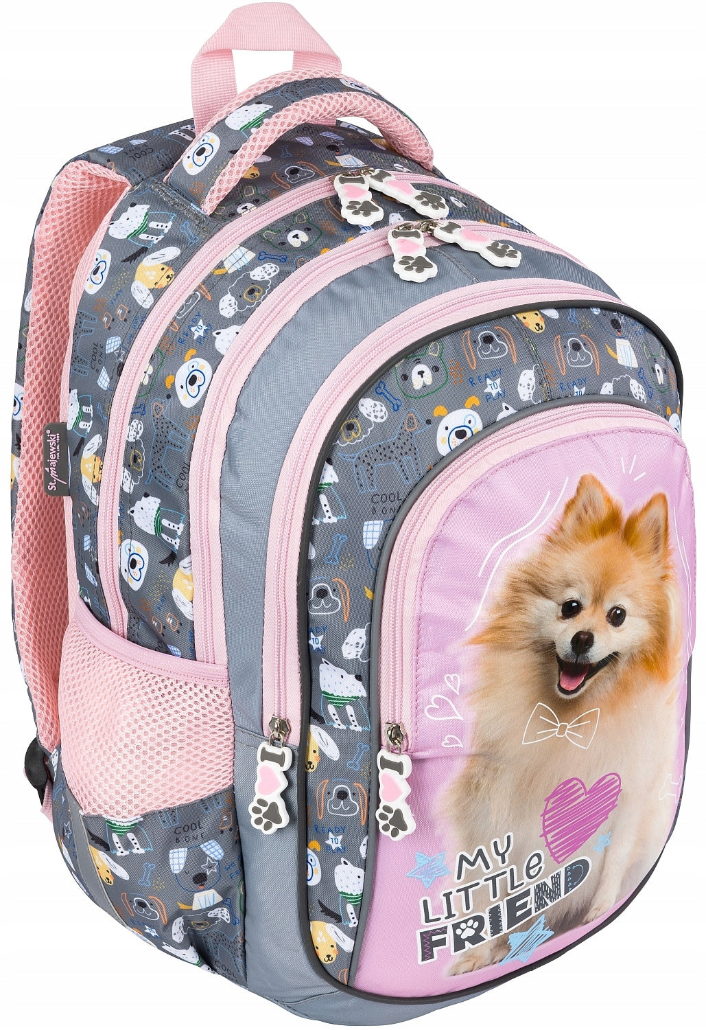 SCHOOL BACKPACK FOR GIRLS MULTI-CHAMBER DOG MY LITTLE FRIEND PUPPY Brand St. Majewski