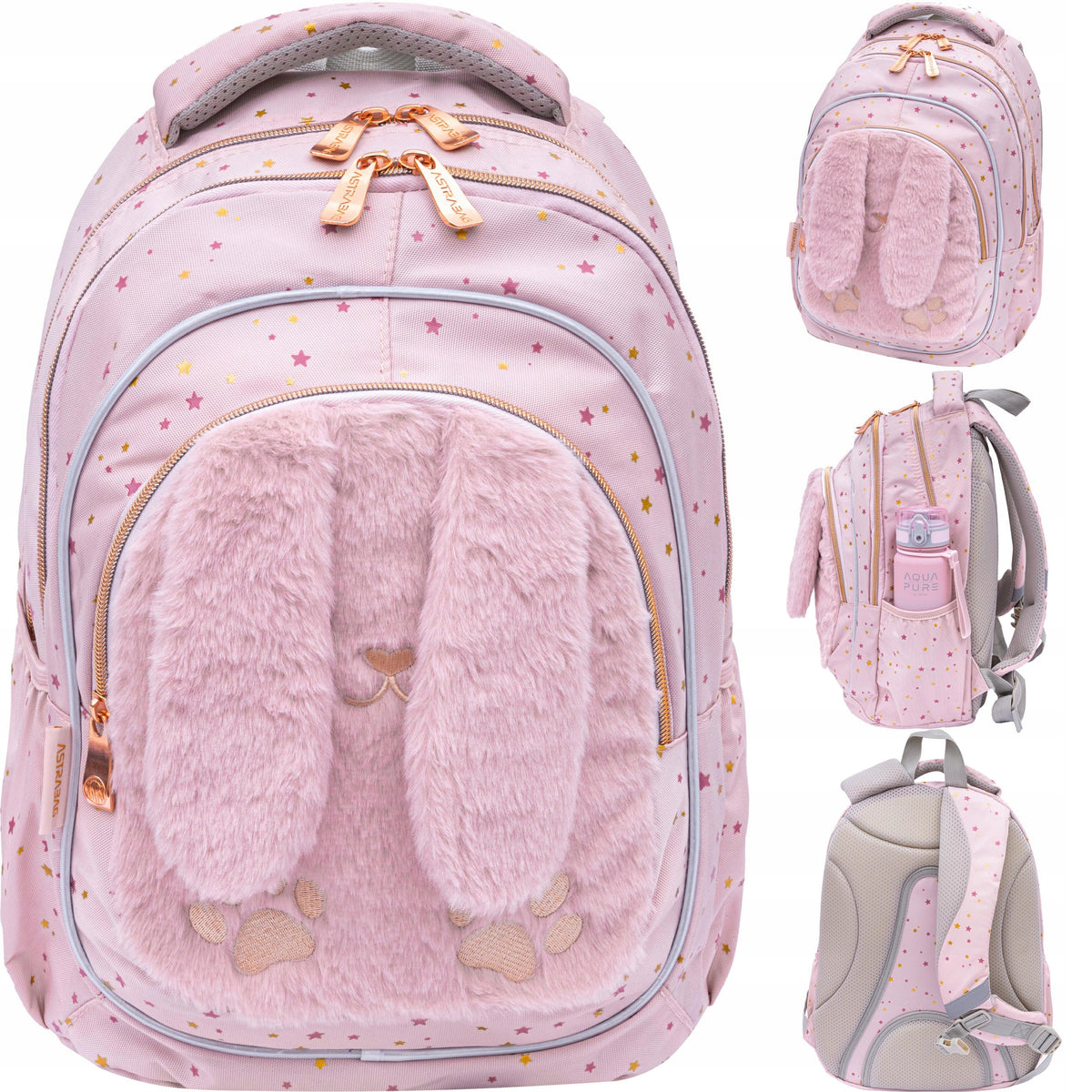 SCHOOL BACKPACK FOR GIRLS MULTI-CHAMBER PINK RABBIT SATCHEL SCHOOL Packaging status original