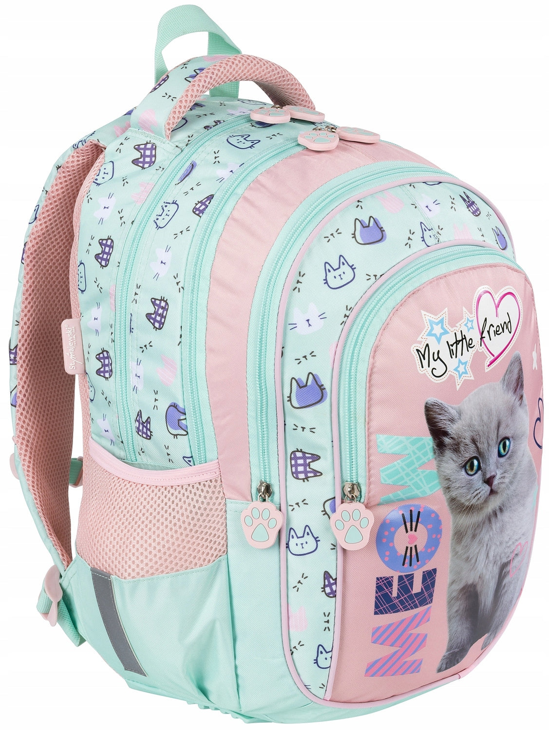 SCHOOL BACKPACK FOR GIRLS MY LITTLE FRIEND satchel with KITTY Brand St. Majewski