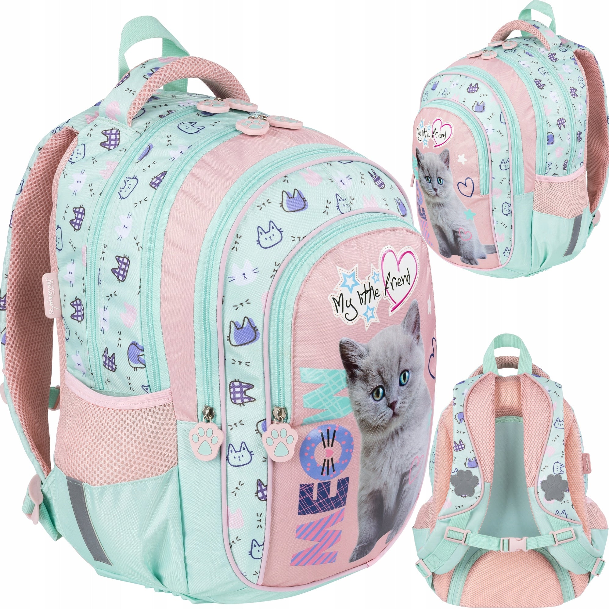 SCHOOL BACKPACK FOR GIRLS MY LITTLE FRIEND satchel with KITTY