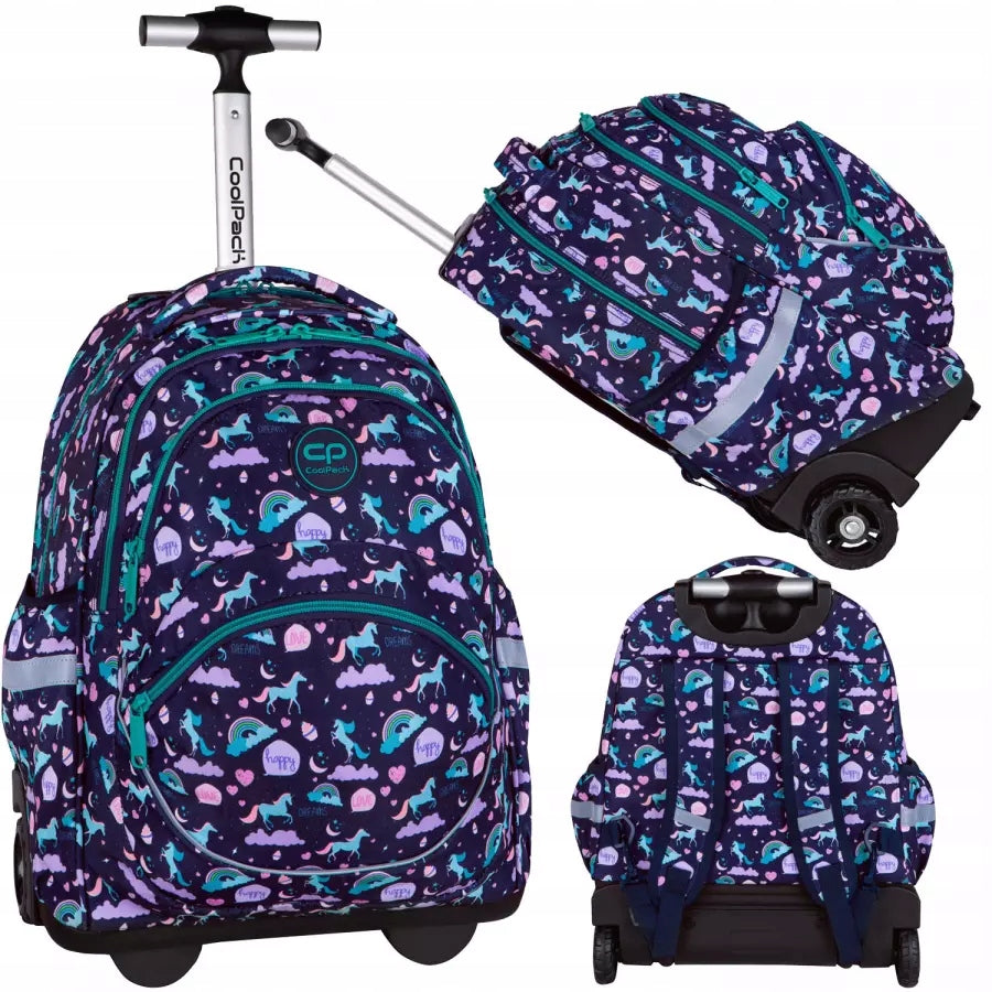 SCHOOL BACKPACK FOR GIRLS ON WHEELS UNICORN UNICORNS COOLPACK