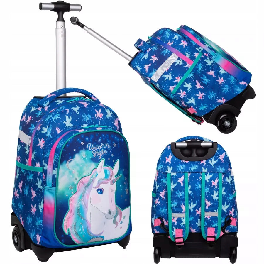 SCHOOL BACKPACK FOR GIRLS ON WHEELS UNICORN UNICORNS
