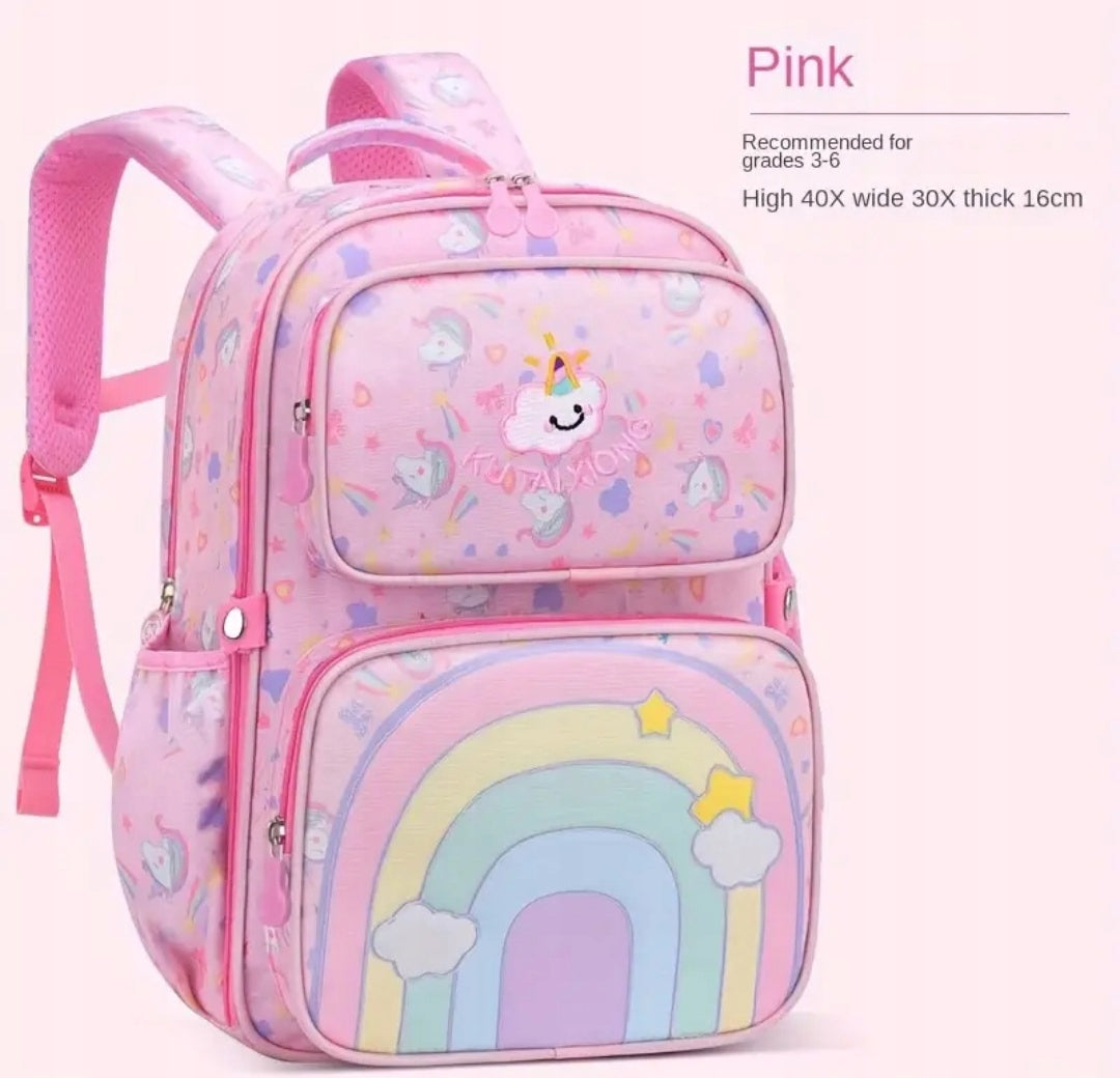 SCHOOL BACKPACK FOR GIRLS RAINBOW LIGHT SOLID pink