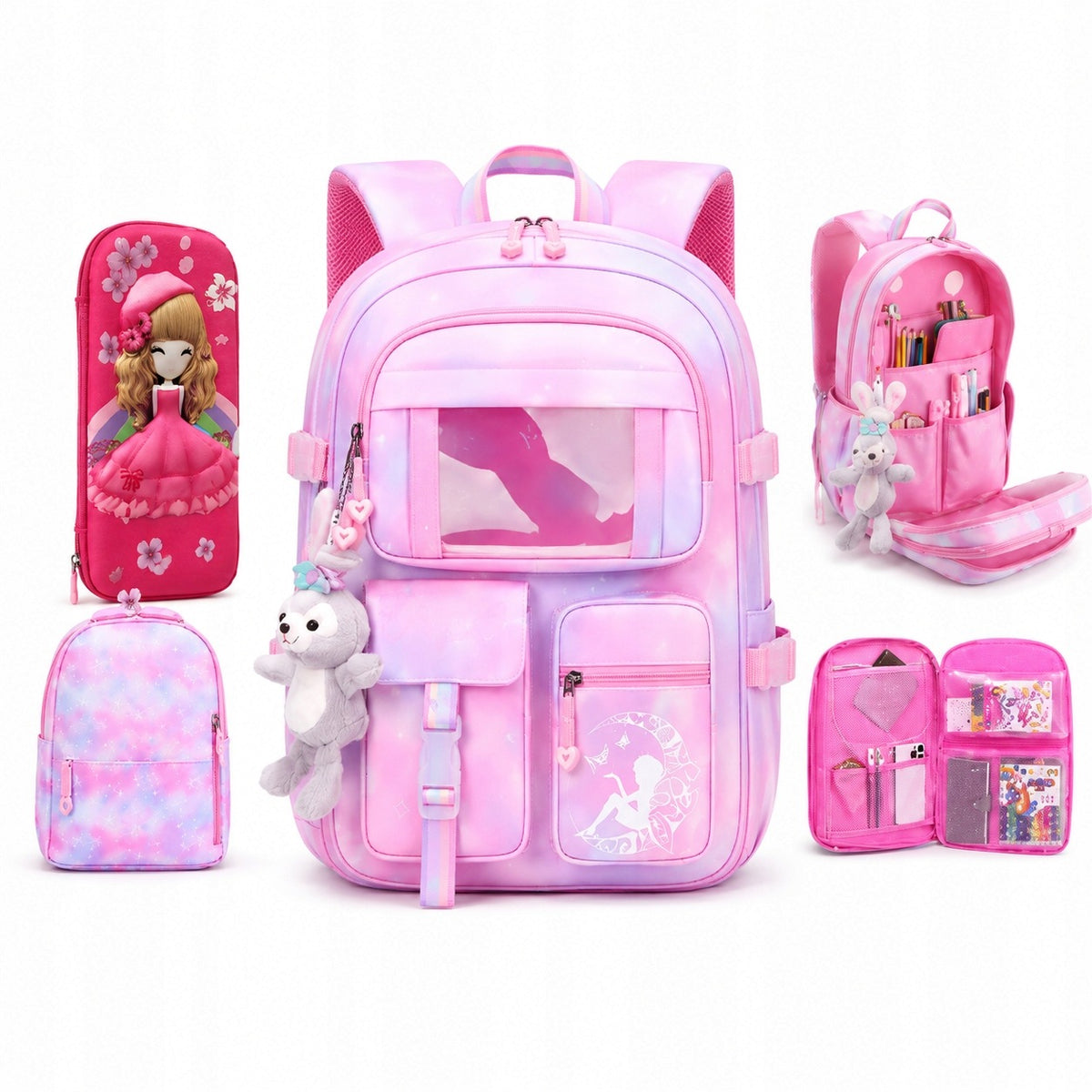 SCHOOL BACKPACK FOR GIRLS SATCHEL CLASS 1 3 LARGE SET