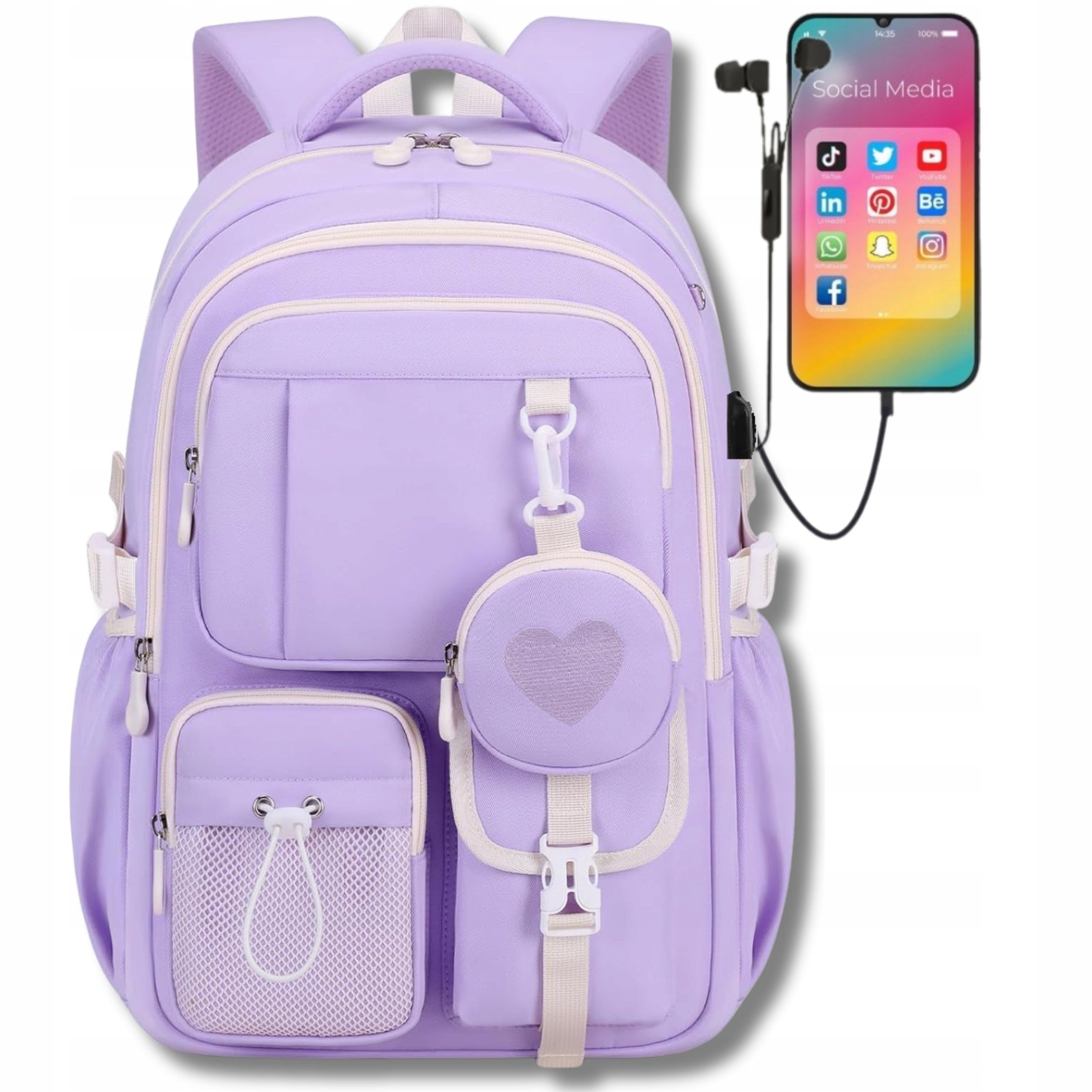 SCHOOL BACKPACK FOR GIRLS SATCHEL LUNCHBOX BREAKFAST PENCIL CASE SF Manufacturer code PLECAK SZKOLNY SF lunch box