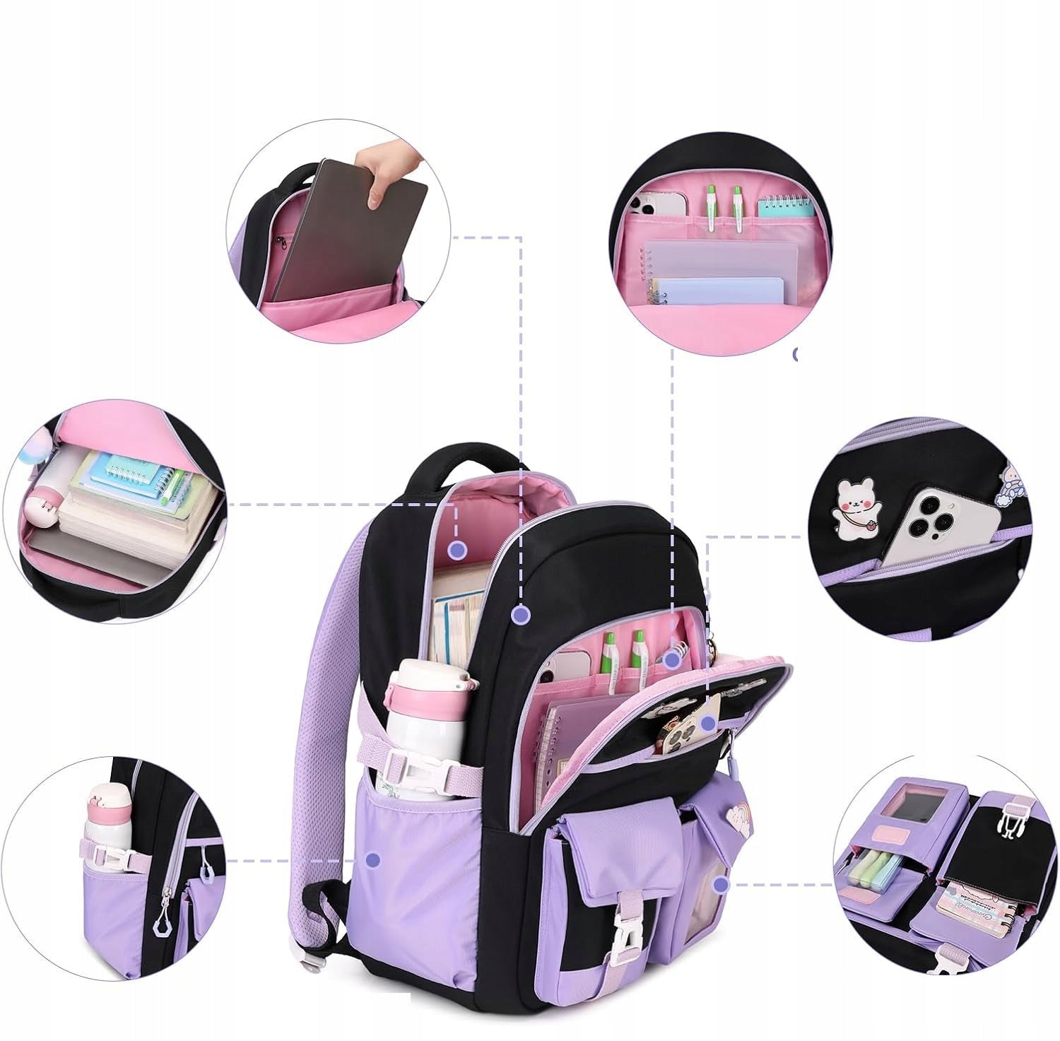 SCHOOL BACKPACK FOR GIRLS SATCHEL LUNCHBOX BREAKFAST SET OKC Brand Bergens