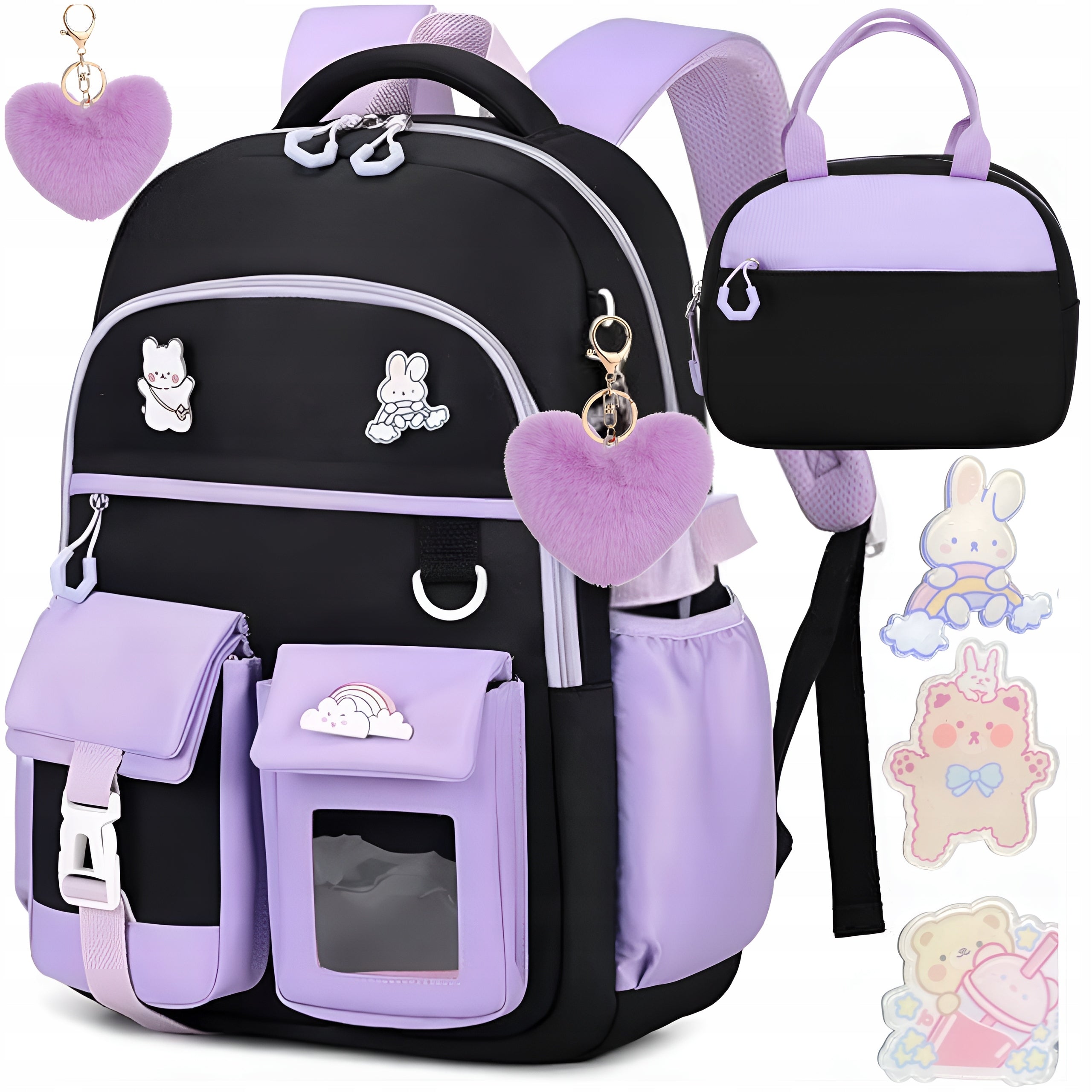 SCHOOL BACKPACK FOR GIRLS SATCHEL LUNCHBOX BREAKFAST SET OKC