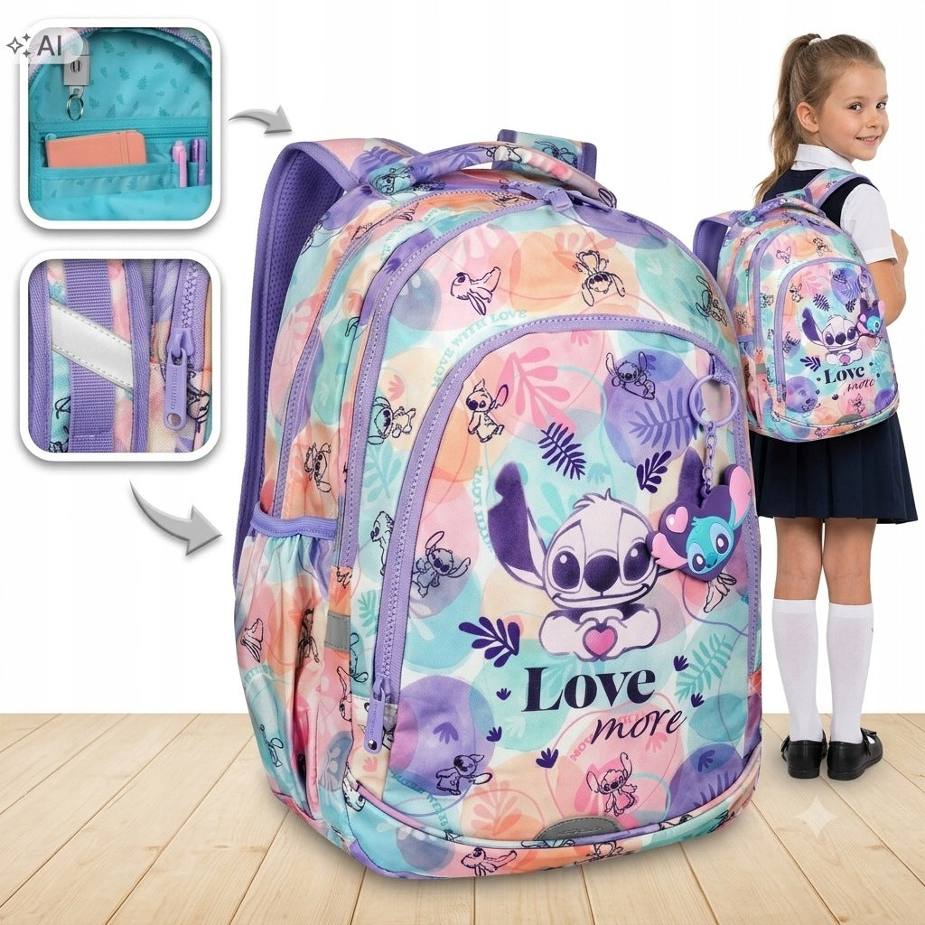 SCHOOL BACKPACK FOR GIRLS SATCHEL STITCH STICH PASTEL