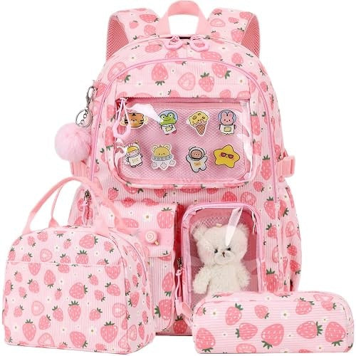 SCHOOL BACKPACK FOR GIRLS WITH BOX LUNCH BAG 3IN1 SET FOR KIDS Brand no brand