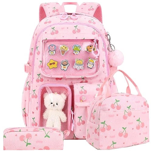 SCHOOL BACKPACK FOR GIRLS WITH BOX LUNCH BAG 3IN1 SET FOR KIDS