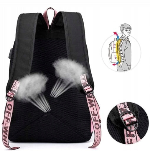 SCHOOL BACKPACK FOR SCHOOL BLACKPINK USB K-POP Brand no brand