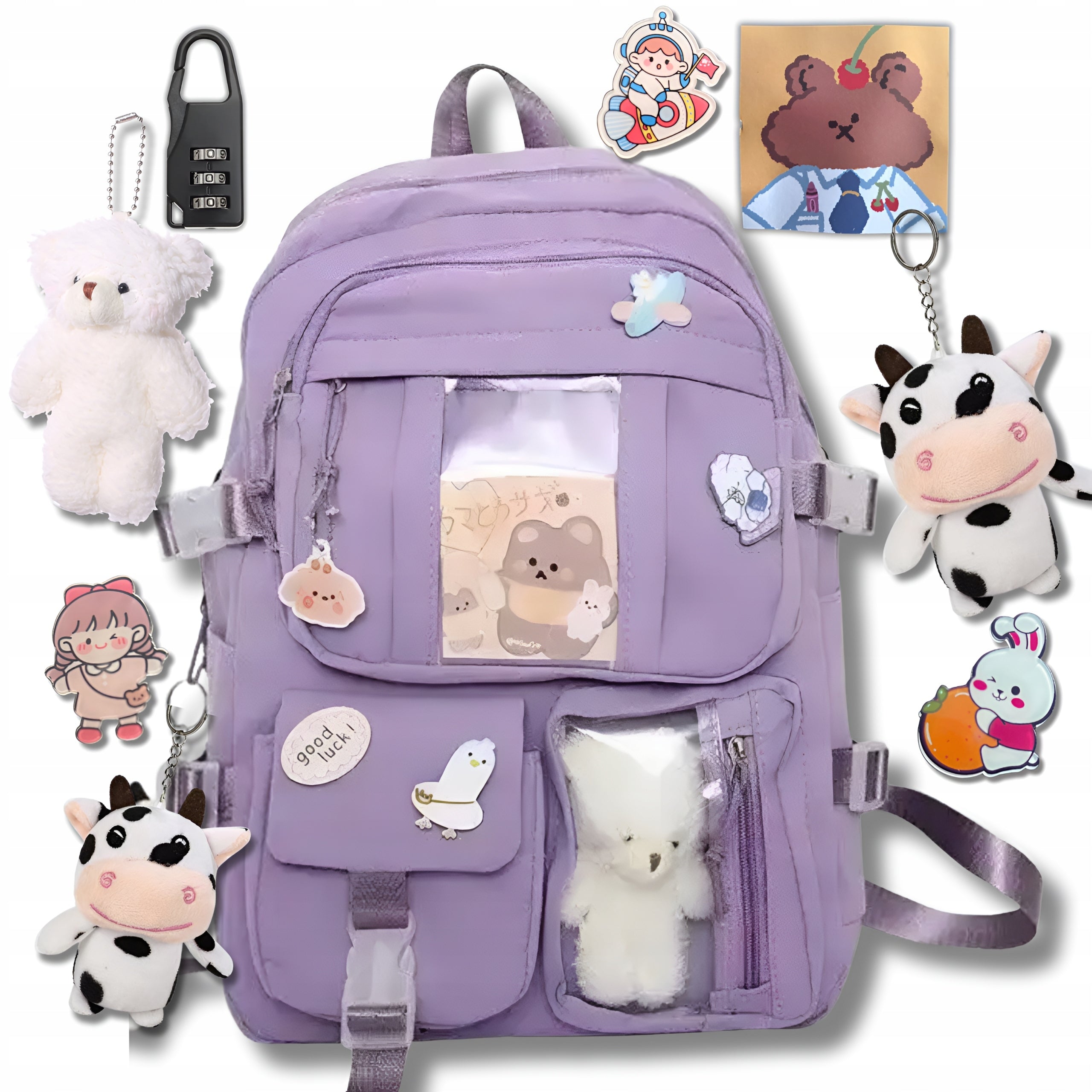 SCHOOL BACKPACK FOR SCHOOL FOR YOUTH KEYCHAIN PADLOCK FL BEAR SET Manufacturer code PLECAK SZKOLNY PRZYPINKI KŁÓDKA ZESTAW
