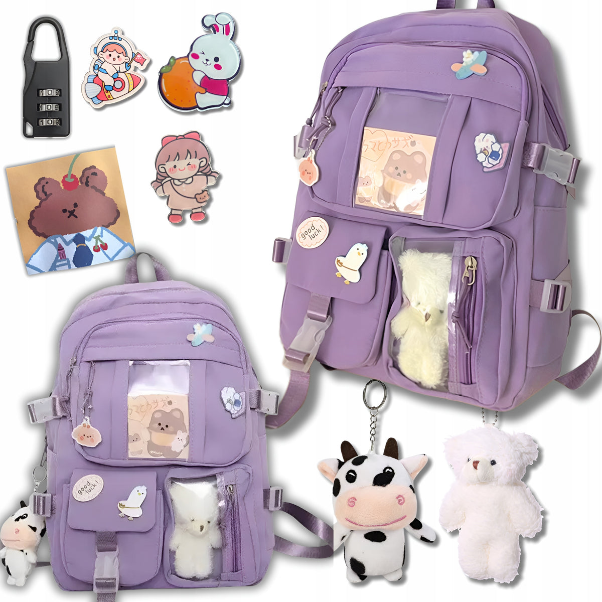 SCHOOL BACKPACK FOR SCHOOL FOR YOUTH KEYCHAIN PADLOCK FL BEAR SET