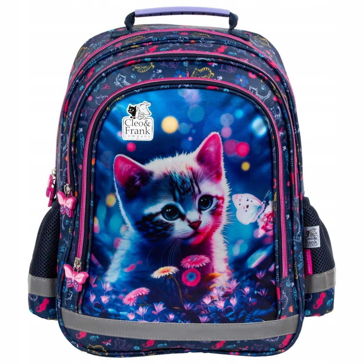 SCHOOL BACKPACK FOR STUDENTS UP TO GRADES 1-3 ELEMENTARY SCHOOLS WITH KITTEN CATS