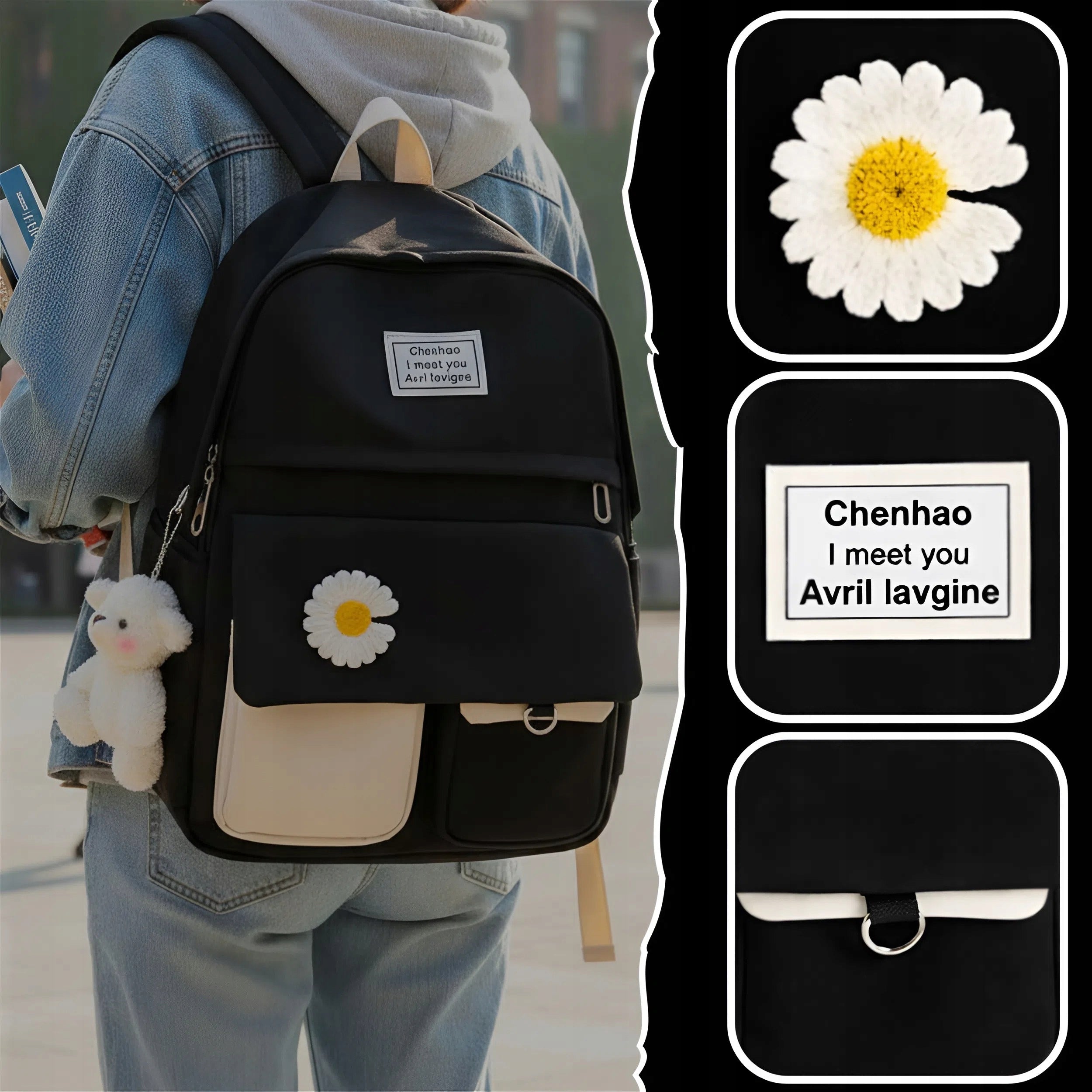 SCHOOL BACKPACK FOR TEENAGERS COLORS LARGE A4 FASHIONABLE YOUTH SATCHEL Packaging status original