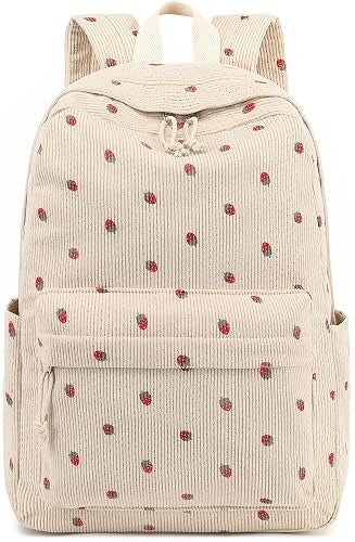 SCHOOL BACKPACK FOR TEENAGERS CORDUROY WATERPROOF LAPTOP 15 6 BEIGE Brand no brand