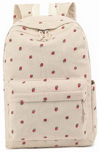 SCHOOL BACKPACK FOR TEENAGERS CORDUROY WATERPROOF LAPTOP 15 6 BEIGE