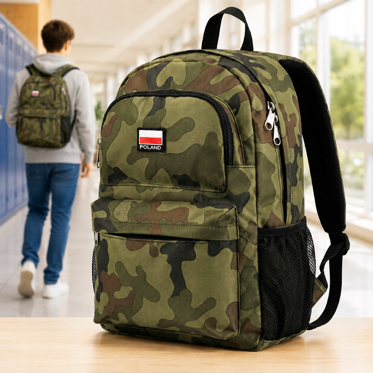 SCHOOL BACKPACK FOR YOUTH CONVEY OLD SKOOL CAMOUFLAGE CAMO DOMESTIC PRODUCT Manufacturer code V A N S POLSKI PLEACK BUŁKA wz