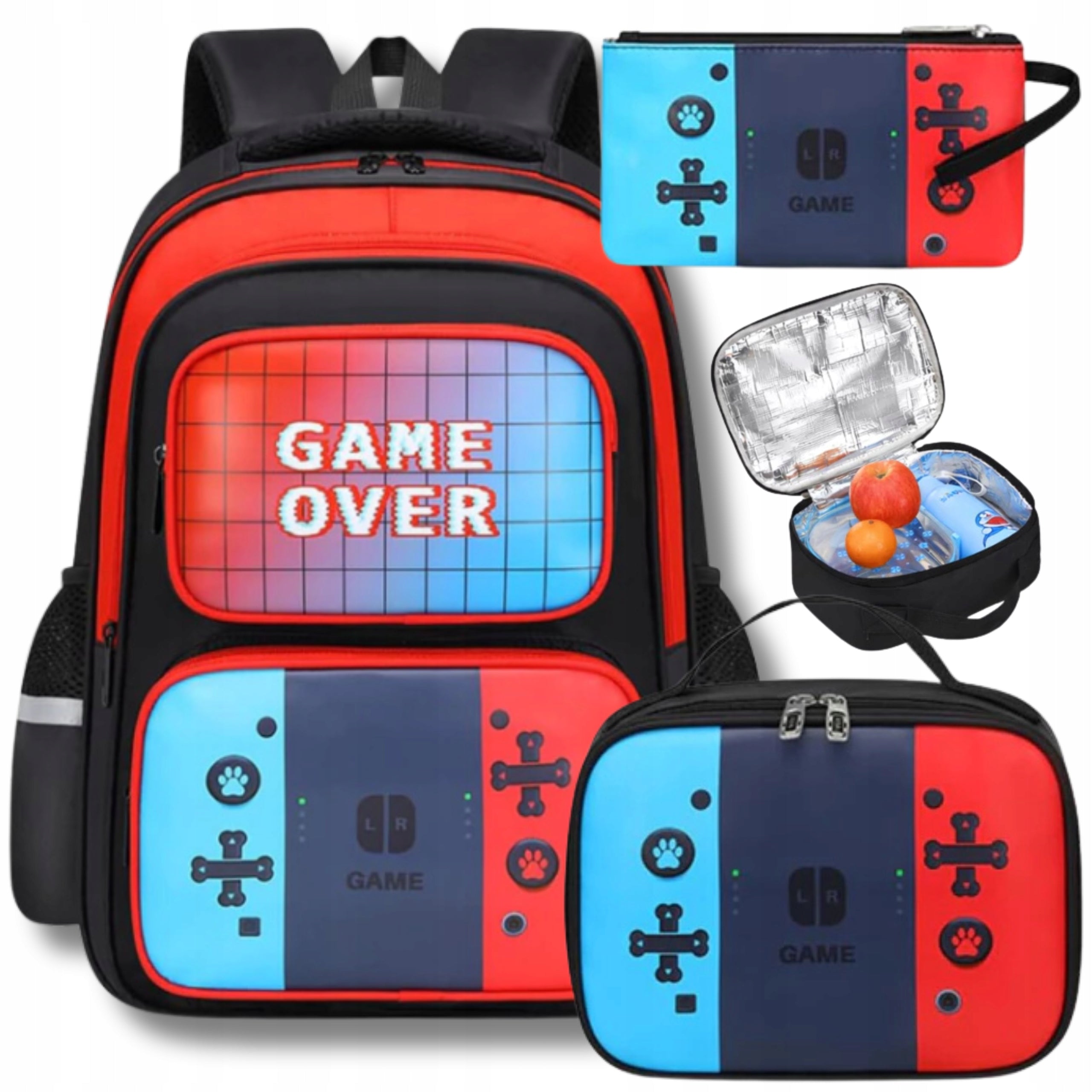 SCHOOL BACKPACK GAMER IN PADS GAME PLAYER PAD LUNCHBOX PENCIL CASE LUNCH C