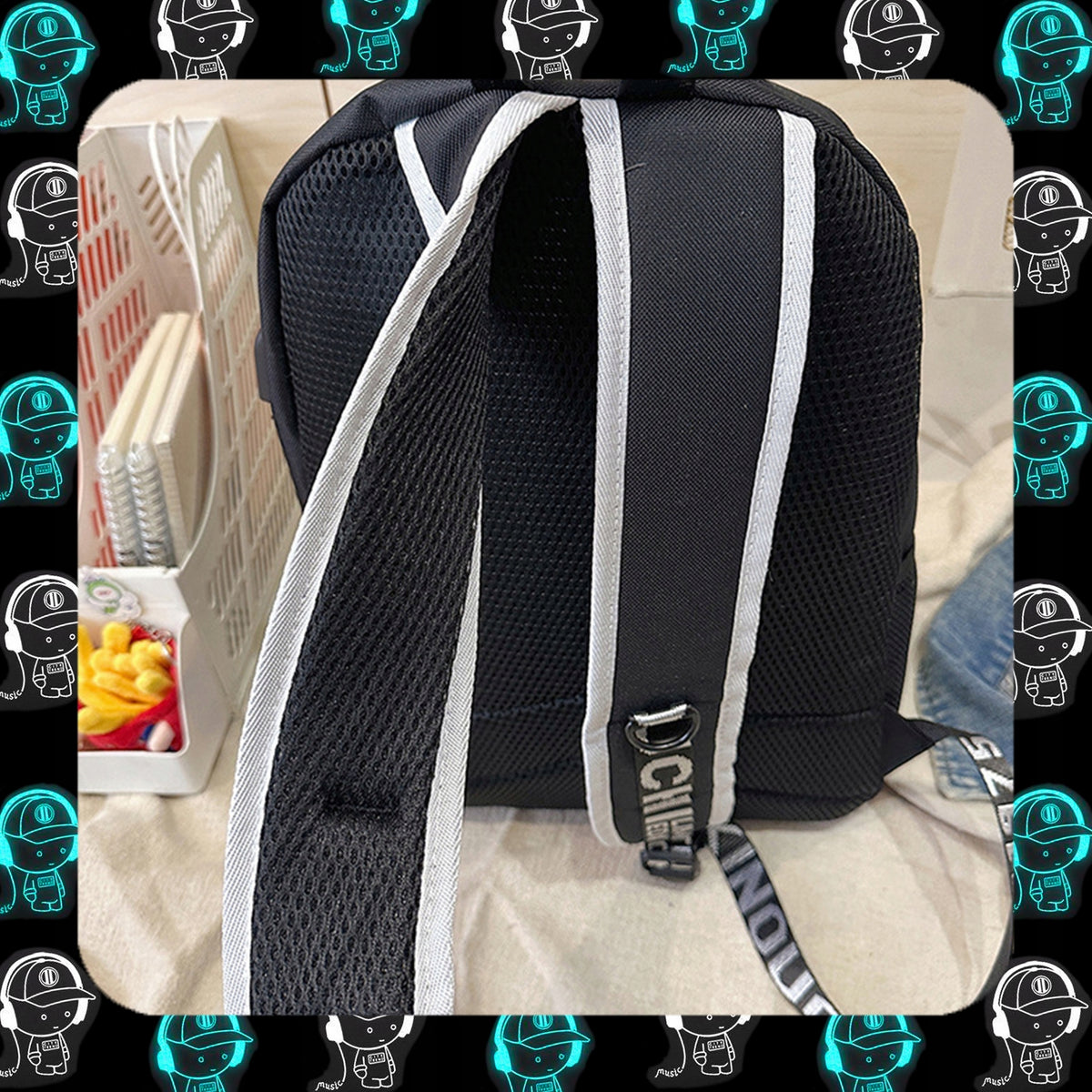 SCHOOL BACKPACK GLOW-IN-THE-DARK REFLECTIVE YOUTH USB BLACK Brand Likado