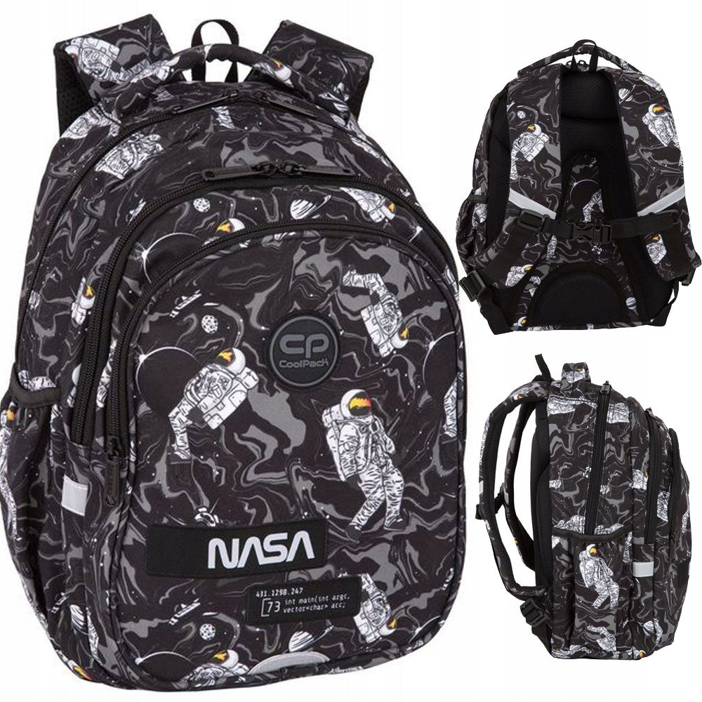 SCHOOL BACKPACK JERRY ASTRONAUT NASA For Class 1-3 WHITE-BLACK