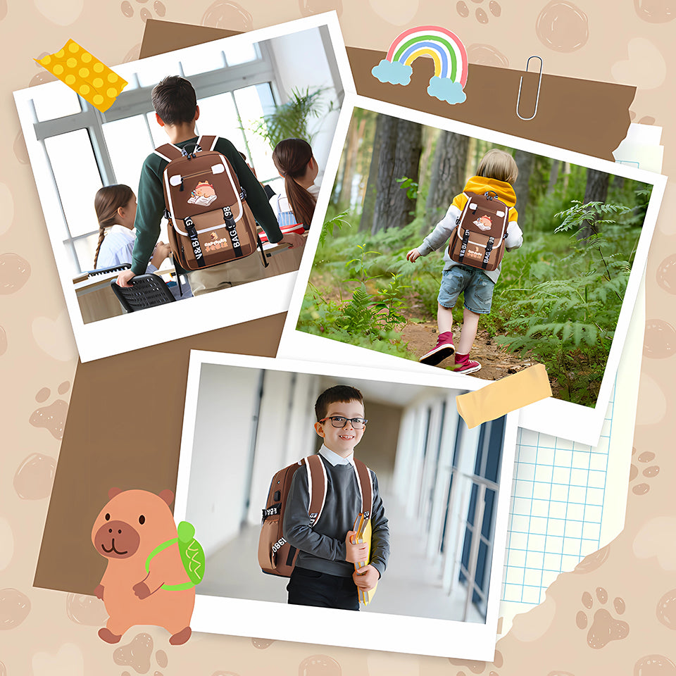 SCHOOL BACKPACK KAPIBARA 46X29X16 CM A4 LIGHTWEIGHT WATERPROOF PATCH PENDANT Manufacturer code 0088473013451