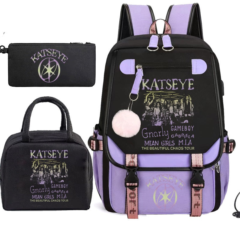 SCHOOL BACKPACK KATSEYE SATCHEL BAG SET PENCIL CASE 3IN1 DESIGNS STYLE Brand no brand
