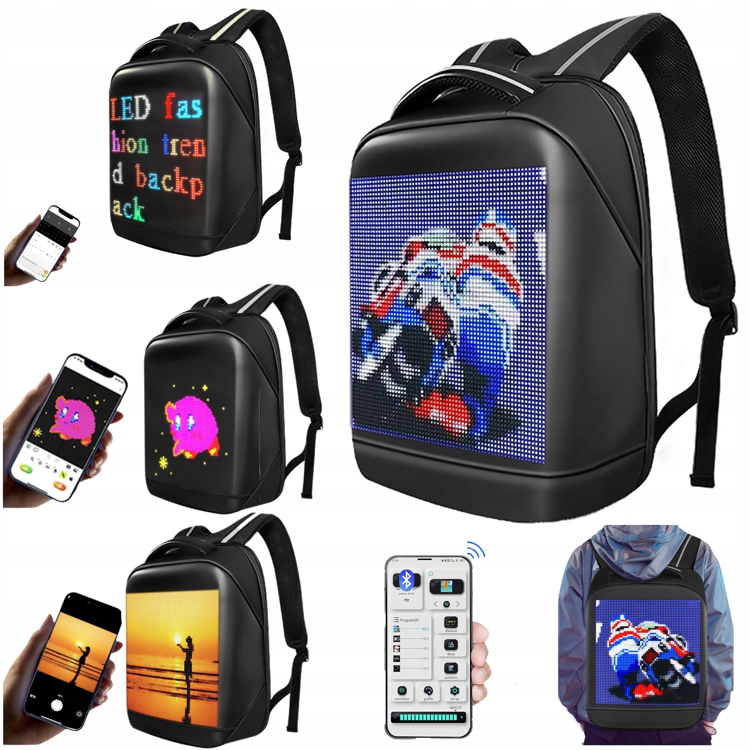 SCHOOL BACKPACK LED SCREEN FOR BOY GIRL SAFE YOUTH BT Packaging status original