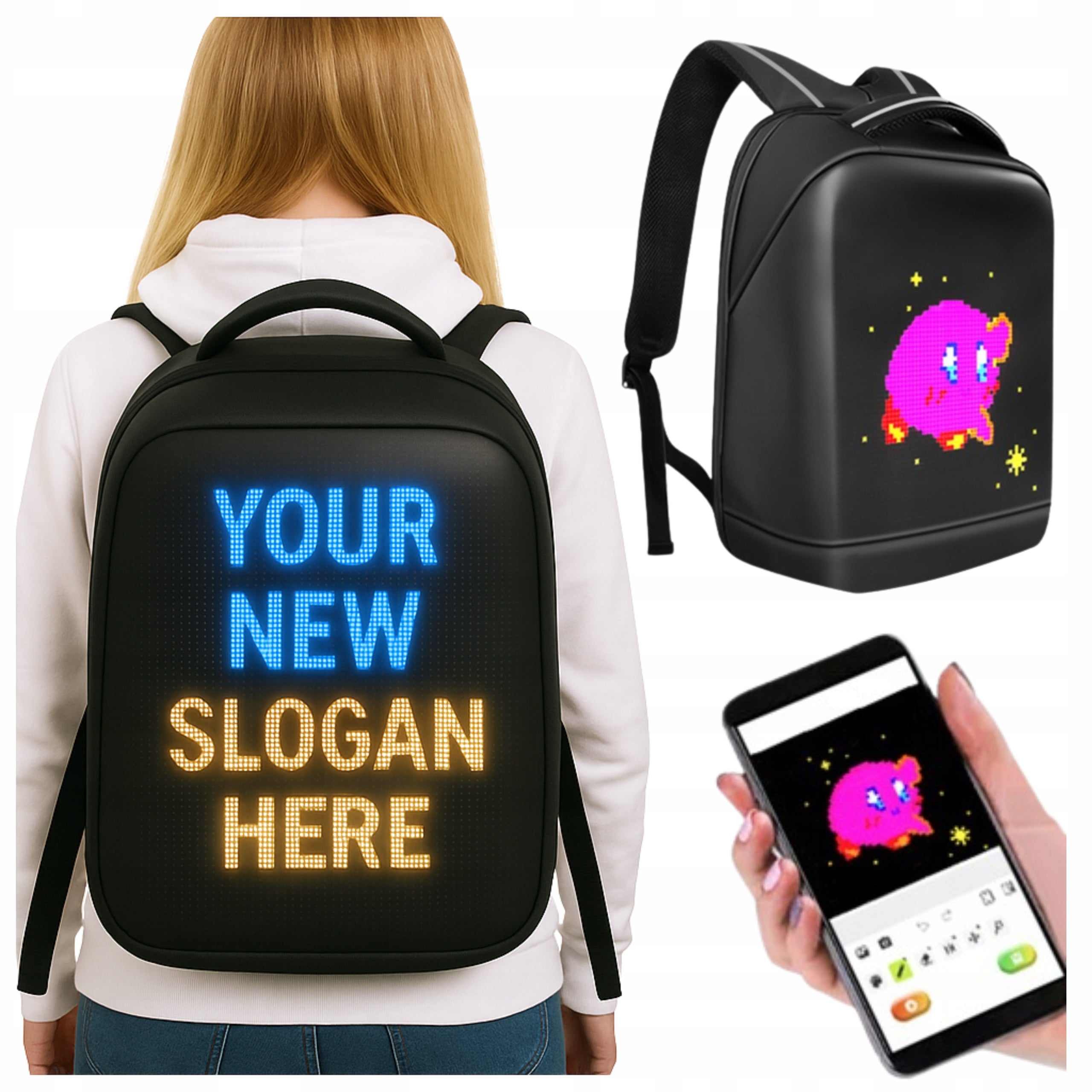 SCHOOL BACKPACK LED SCREEN FOR BOY GIRL SAFE YOUTH BT