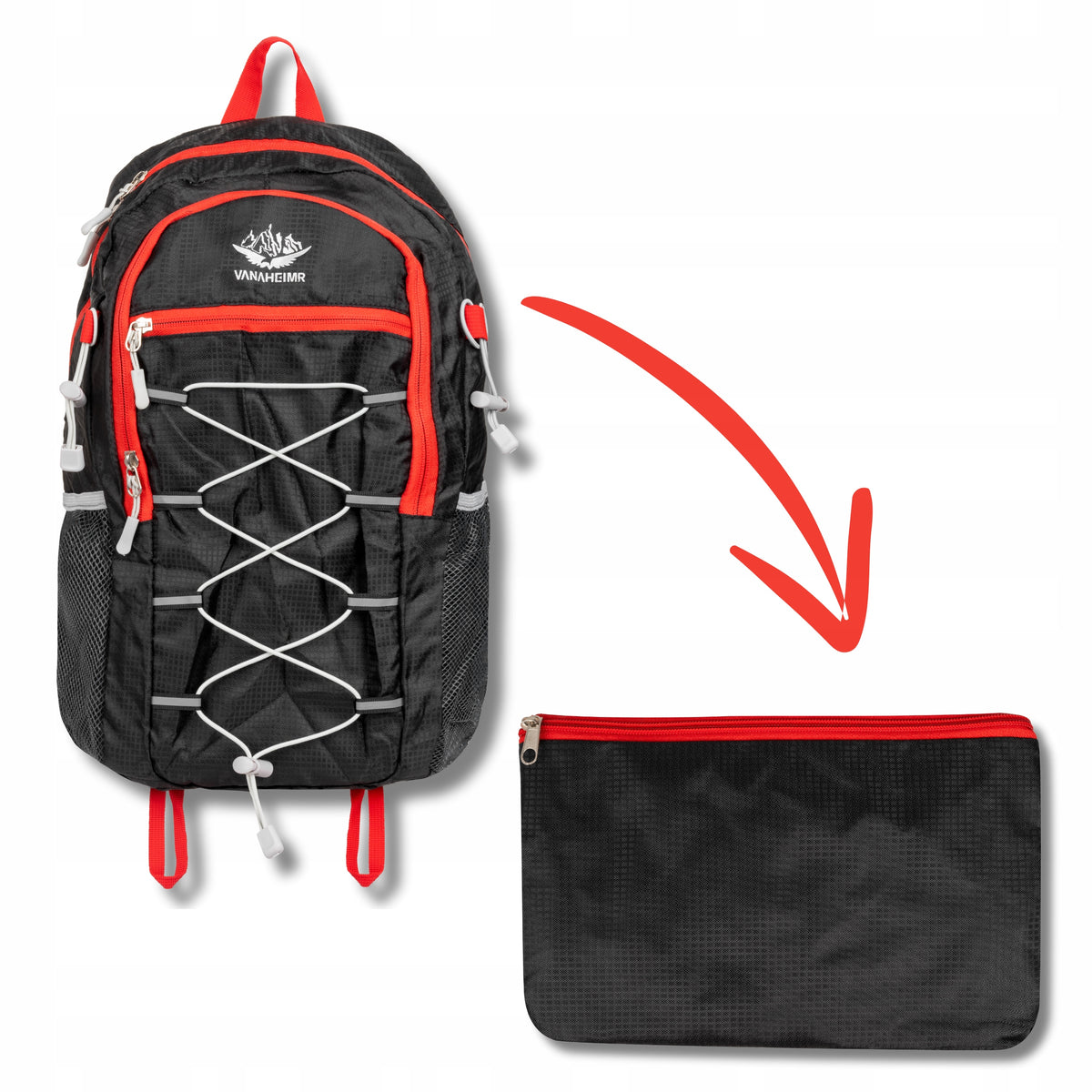 SCHOOL BACKPACK MULTI-CHAMBER KRUMAD BLACK, RED, SHADES OF GRAY Brand no brand