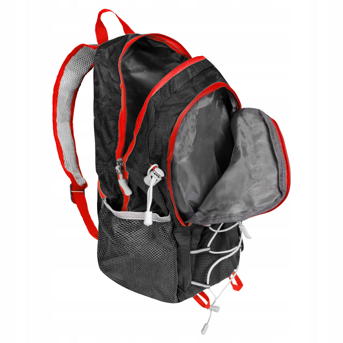 SCHOOL BACKPACK MULTI-CHAMBER KRUMAD BLACK, RED, SHADES OF GRAY Manufacturer code Plecak turystyczny Czarno-czerwony BTS15