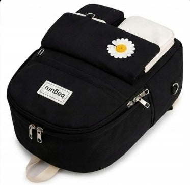 SCHOOL BACKPACK MULTI-CHAMBER SATCHEL FOR GIRLS LARGE WOMEN BLACK Brand YX