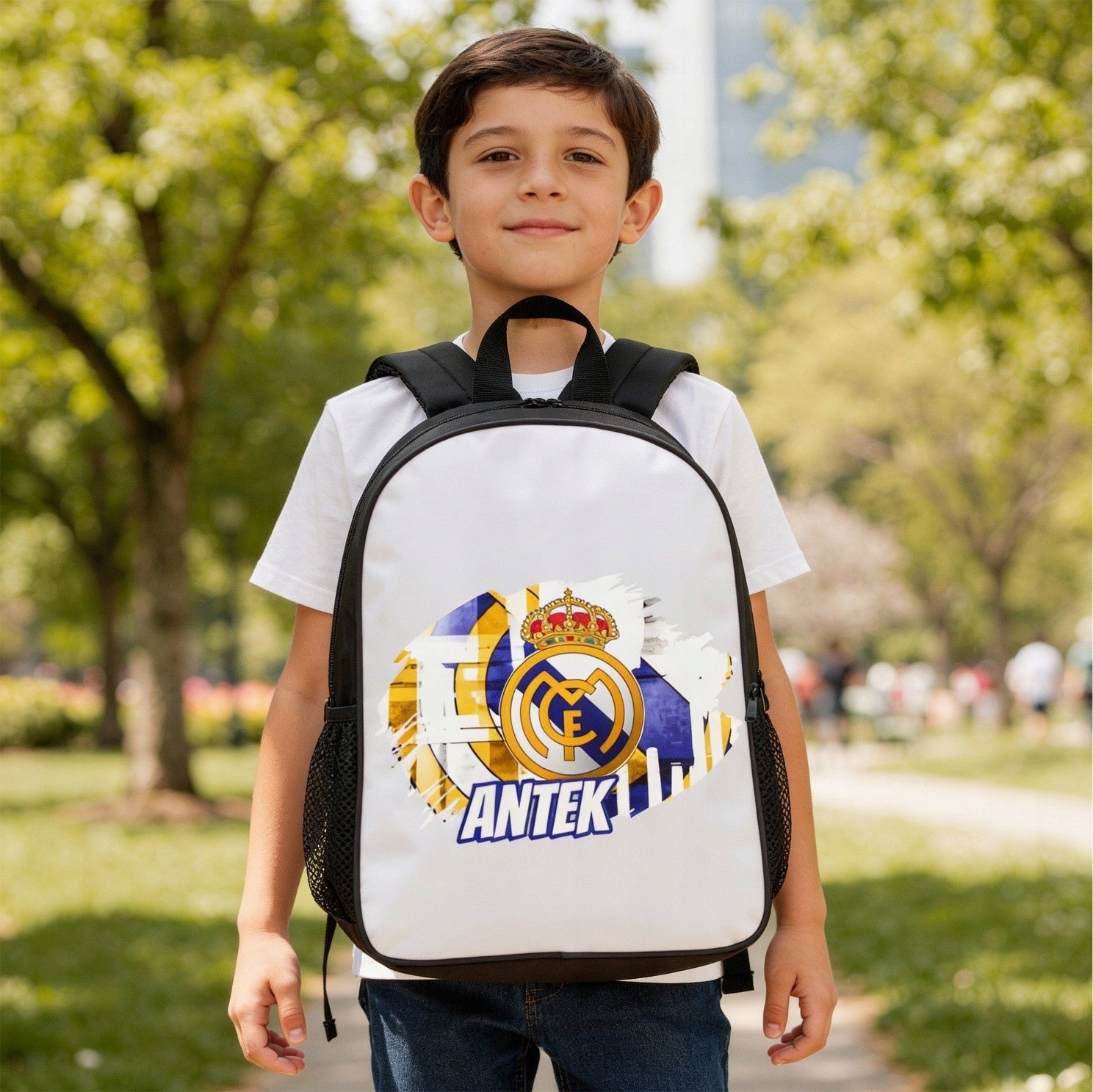 SCHOOL BACKPACK NAME FOR CHILD TO SCHOOL FOR FOOTBALL PLAYER REAL MADRID GIFT Brand no brand