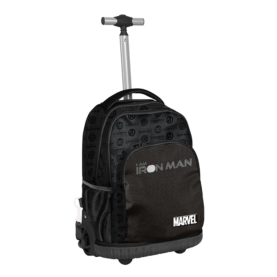 SCHOOL BACKPACK ON WHEELS BEUNIQ IRON MAN YOUTH WITH HANDLE BLACK HOLO