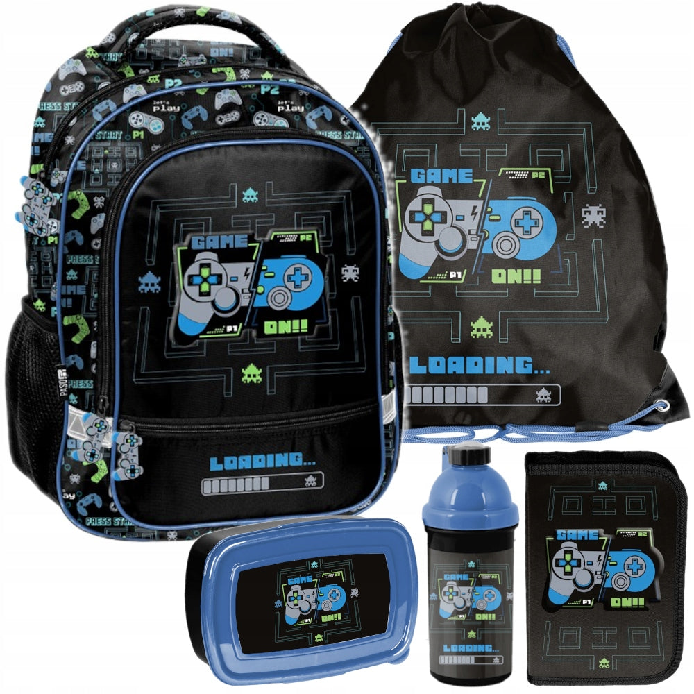 SCHOOL BACKPACK ON WHEELS FOR BOY PLAYER GAME PAD PIXELS