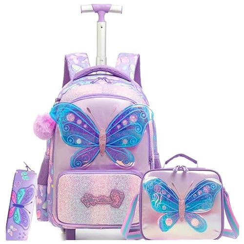 SCHOOL BACKPACK ON WHEELS FOR GIRLS SET OF 3 PARTS for children