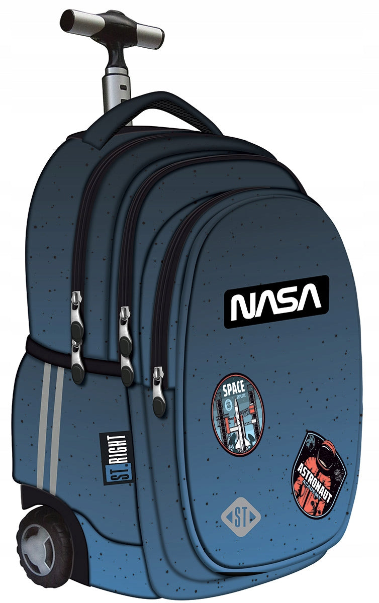 SCHOOL BACKPACK ON WHEELS SPACE MOON NASA ST. RIGHT