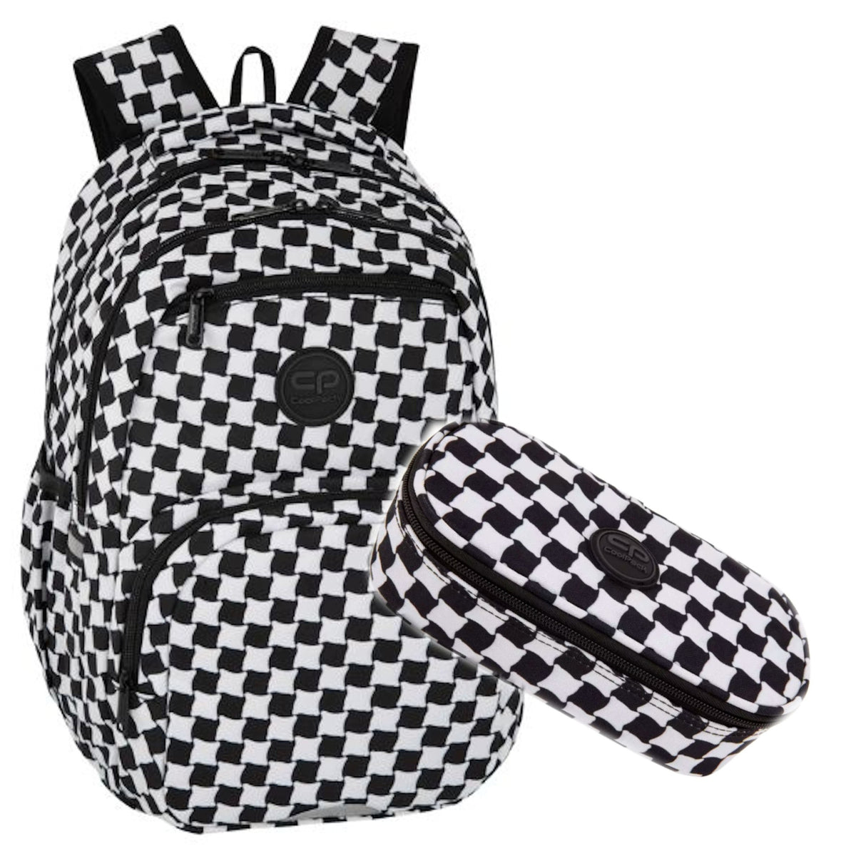 SCHOOL BACKPACK PEPITKA BLACK AND WHITE 2IN1 CHECKERED COOLPACK