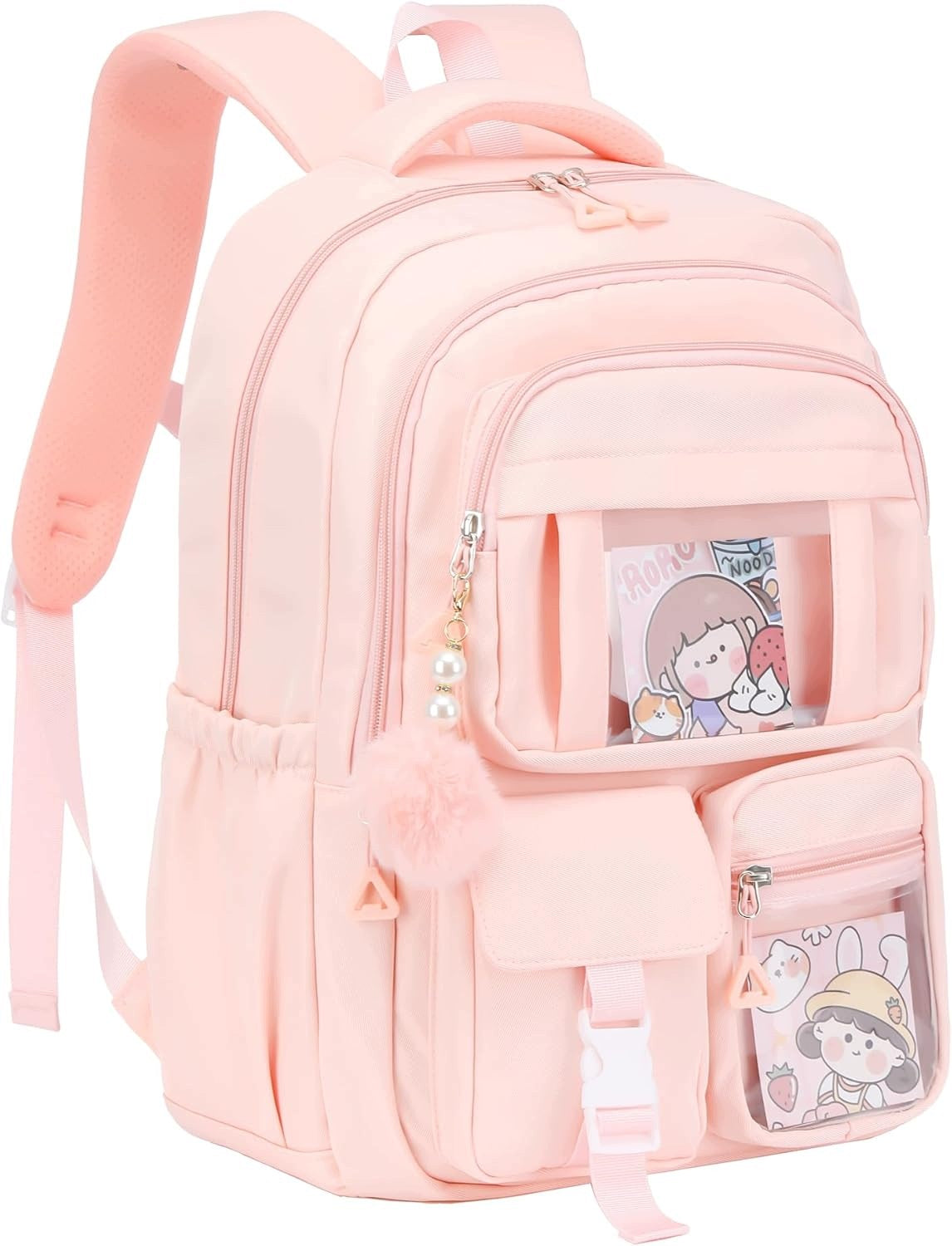 SCHOOL BACKPACK PINK FOR GIRLS ROOMY YOUTH BACK TO SCHOOL