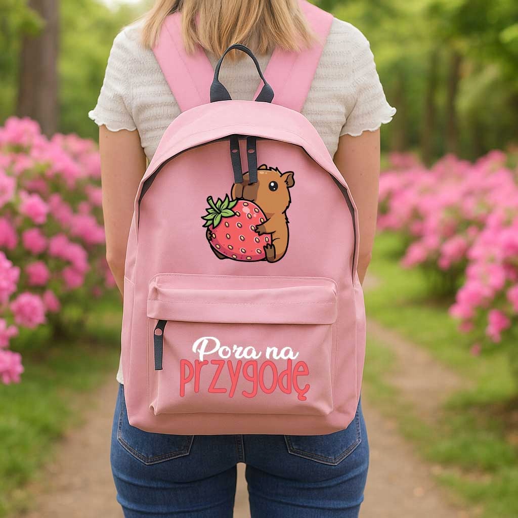 SCHOOL BACKPACK PINK PENCIL CASE LAYETTE FOR SCHOOL TIME FOR ADVENTURE CAPYBARA Manufacturer code Plecak PORA NA PRZYGODĘ KAPIBARA