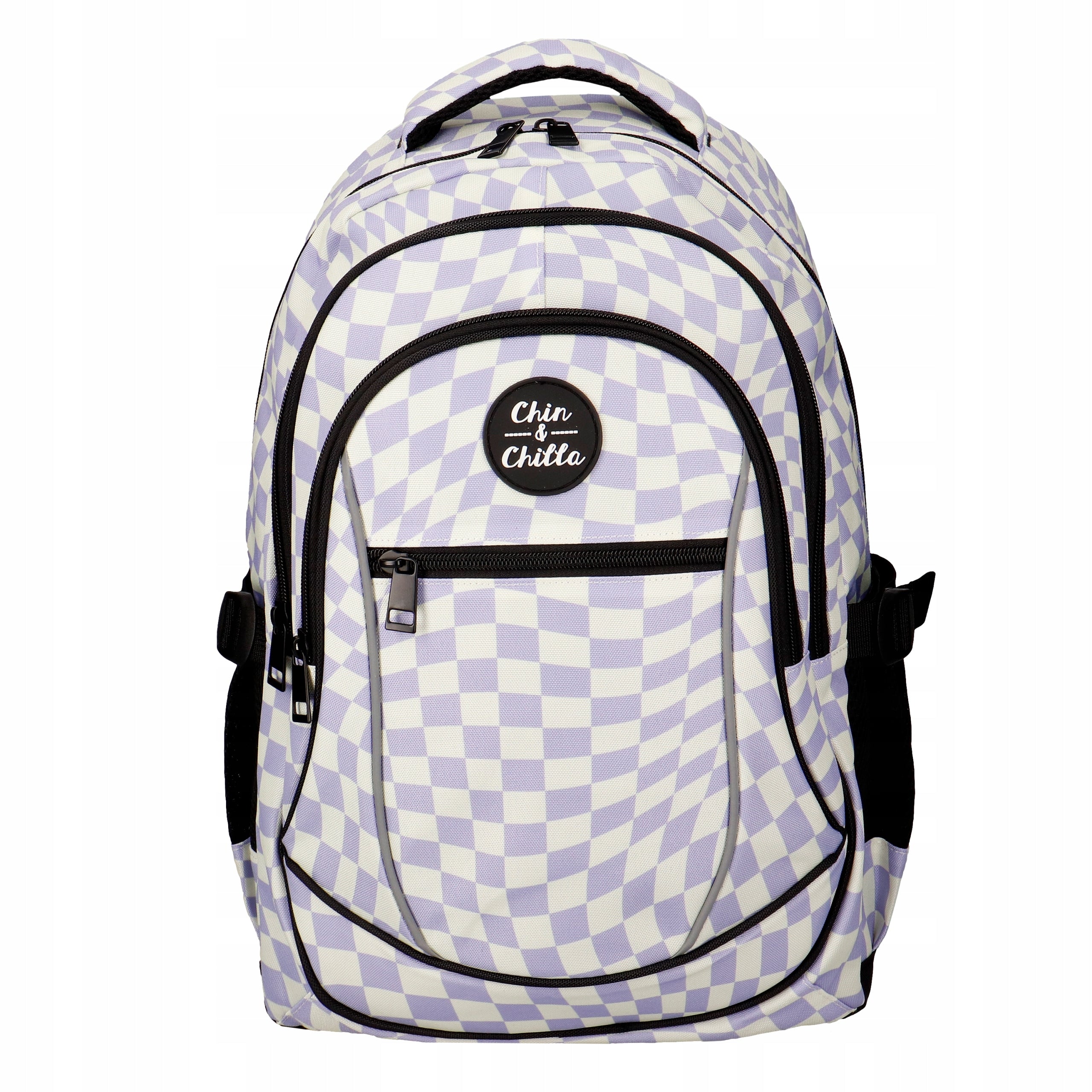 SCHOOL BACKPACK PLAID PURPLE BACKPACK WITH CHECKERBOARD ROOMY PASTEL