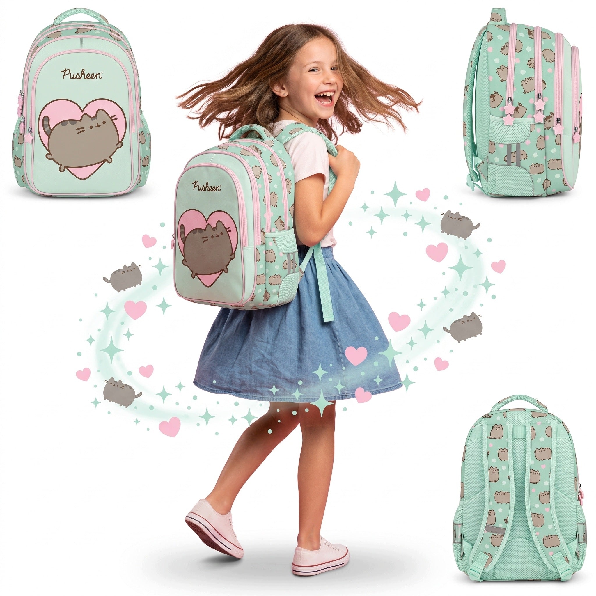 SCHOOL BACKPACK PUSHEEN SATCHEL FOR GIRLS 22L CLASS
