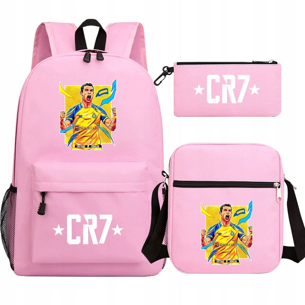 SCHOOL BACKPACK Ronaldo SATCHEL BAG SET PENCIL CASE 3IN1 PATTERNS COLORS Manufacturer code drey6tryhdfrg