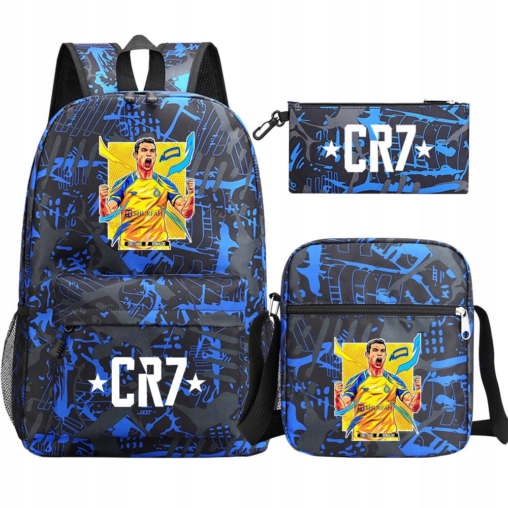 SCHOOL BACKPACK Ronaldo SATCHEL BAG SET PENCIL CASE 3IN1 PATTERNS COLORS